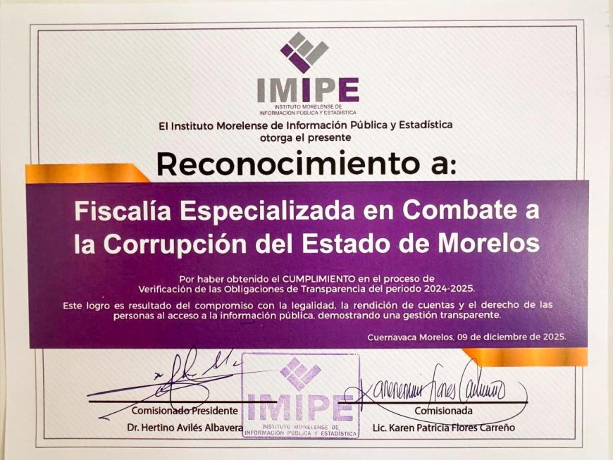 Fiscalía Especializada en Combate a la  Corrupción cumple con la transparencia