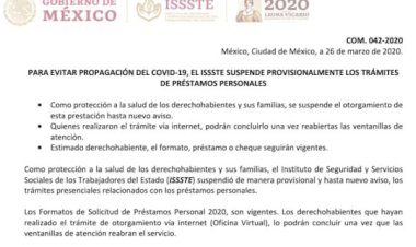 Suspende ISSSTE provisionalmente trámites de préstamos personales