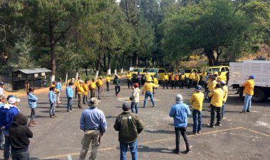 Intentan sofocar incendio en  zona de Lagunas de Zempoala