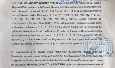 Solicitó la Fiscalía General al Congreso del Estado, la separación del diputado Marcos Zapotitla