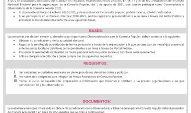 Amplía INE plazo para registro de observadores en consulta