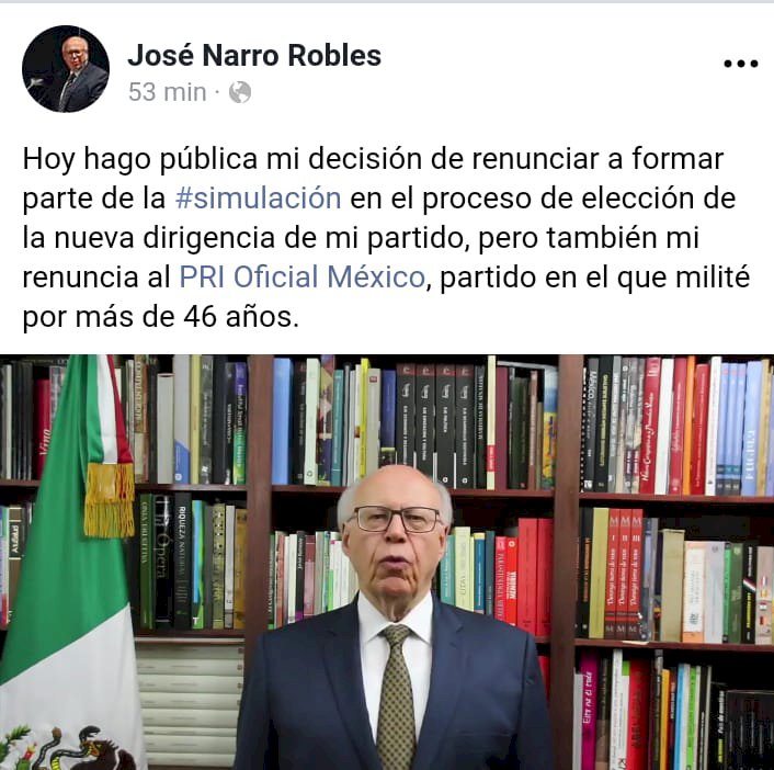 Renuncia José Narro a dirigir al PRI... y su militancia