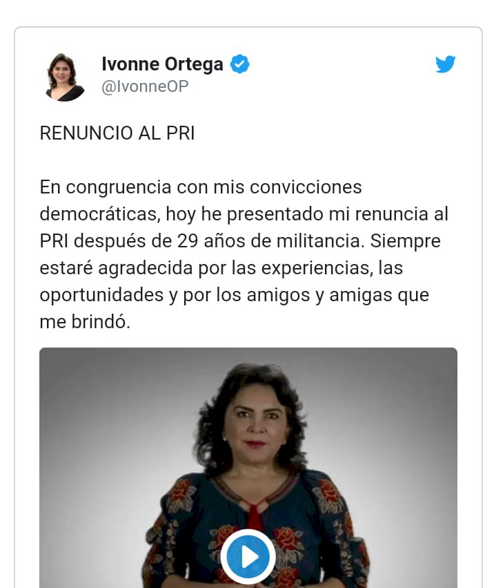 Tras su derrota por dirigir al PRI, renuncia Ivonne Ortega