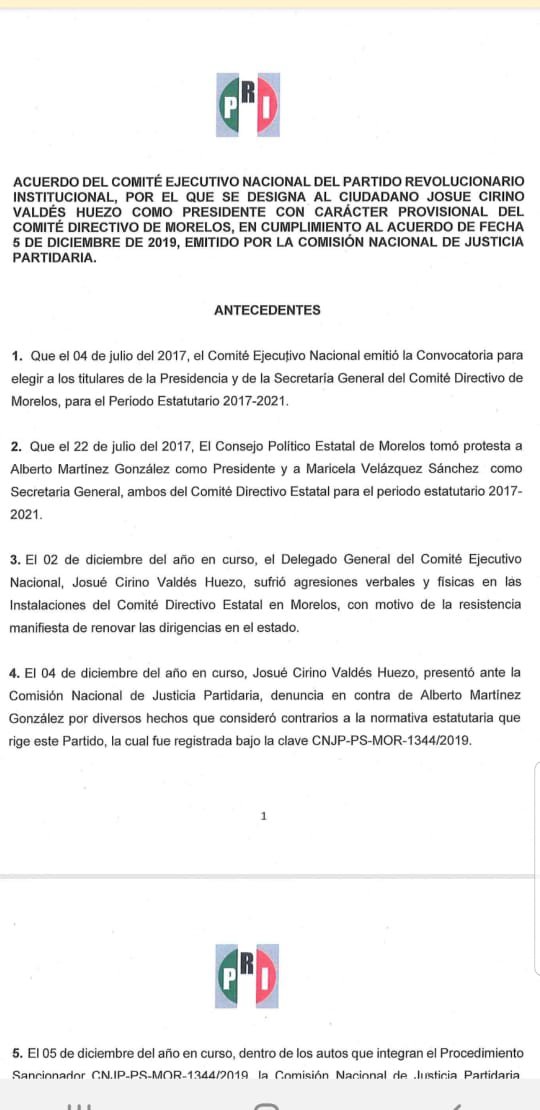 Destituyen CEN del PRI de la dirigencia a Alberto Martínez