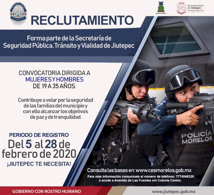 Gobierno de Jiutepec convoca a unirse a su policía
