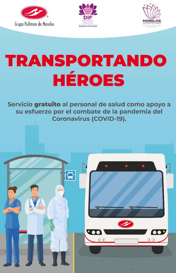 Pullman de Morelos brindará servicio gratuito a personal médico