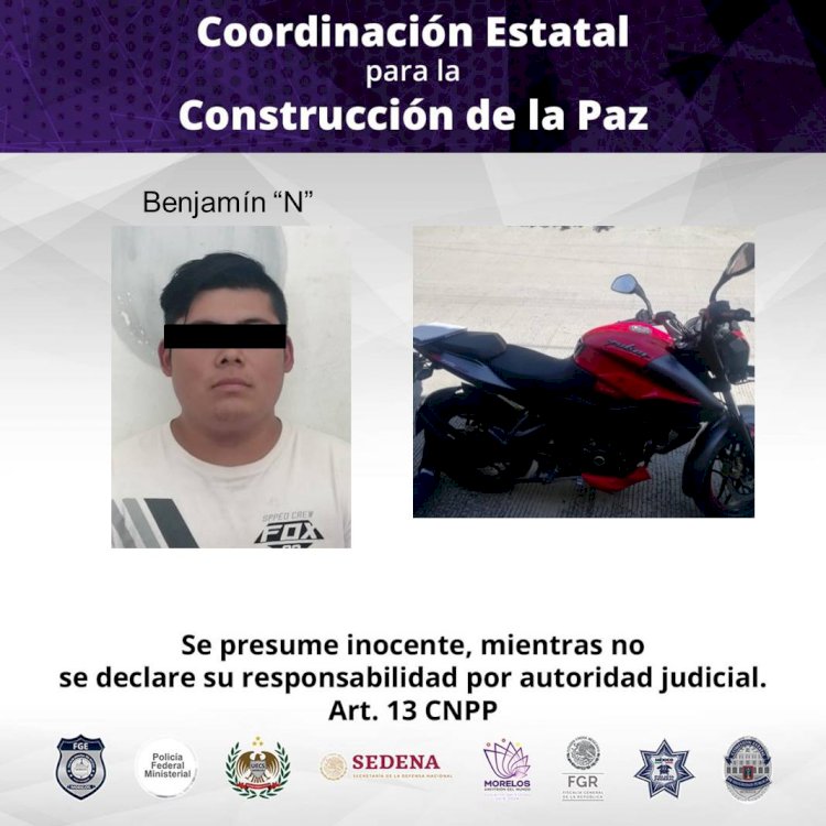 Detuvieron en Yautepec policías a  un sujeto con moto robada