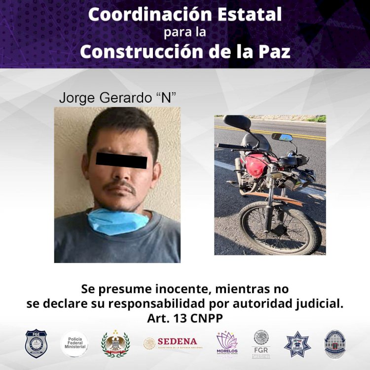 Detuvieron en Xochitepec  a sujeto con moto robada