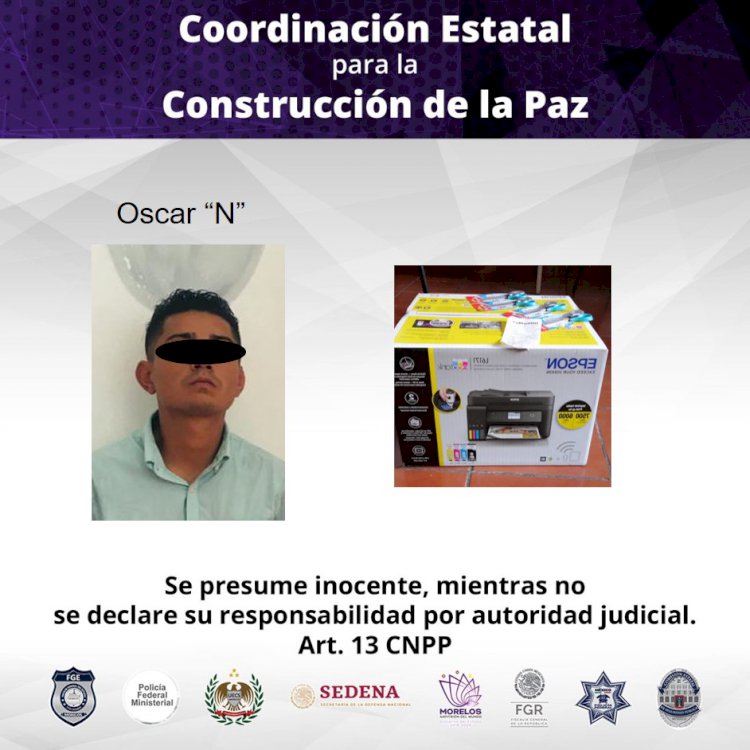Por el robo de aparatos electrónicos  fue detenido por policías en Cuautla