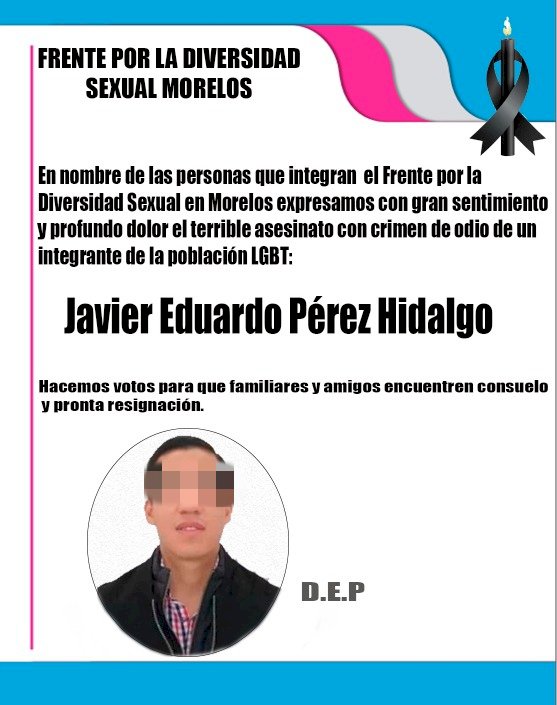 Indignada, la comunidad LGBTTTI, por el asesinato de Javier Eduardo