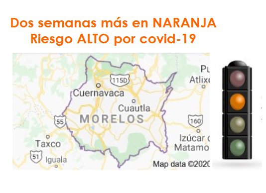 Morelos se queda en semáforo  naranja por dos semanas más
