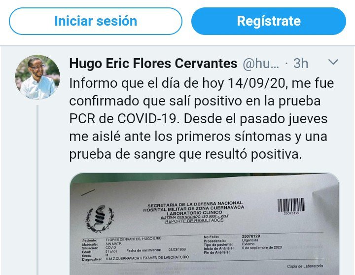 Hugo Éric Flores, infectado con coronavirus