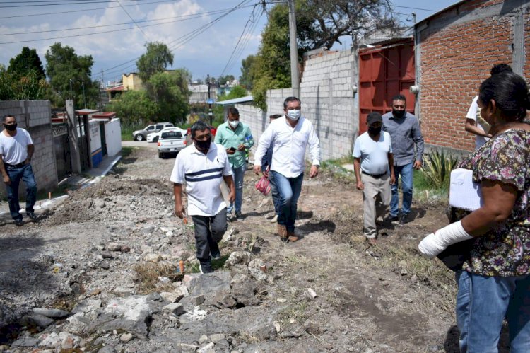 Continúan trabajos de pavimentación en Jiutepec