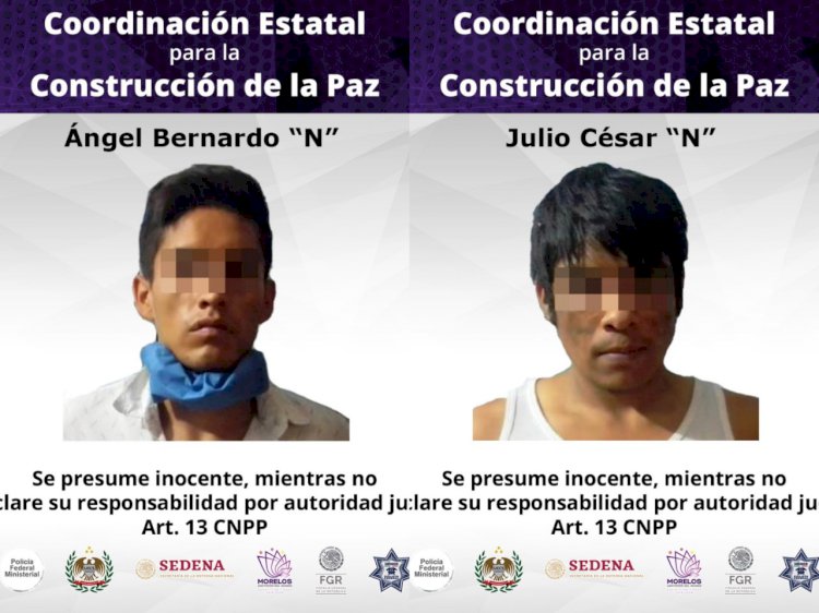 Detienen a dos con armas y presunta droga en Amacuzac
