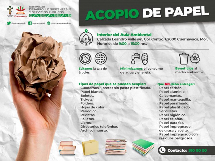 Arranca ayuntamiento de Cuernavaca programa de acopio de papel 2021