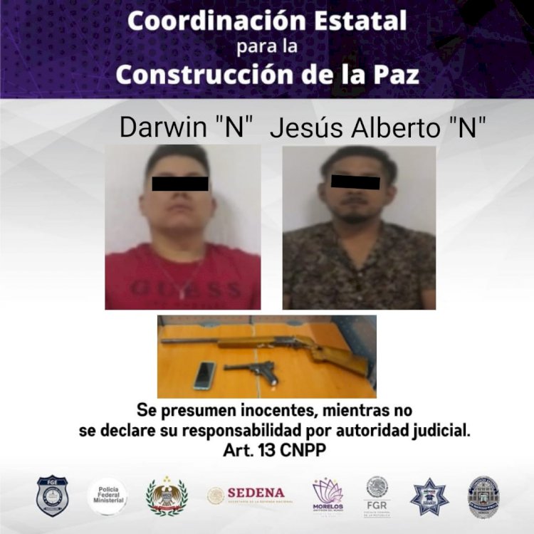 Detuvieron a dos sujetos en Tepoztlán; estaban armados