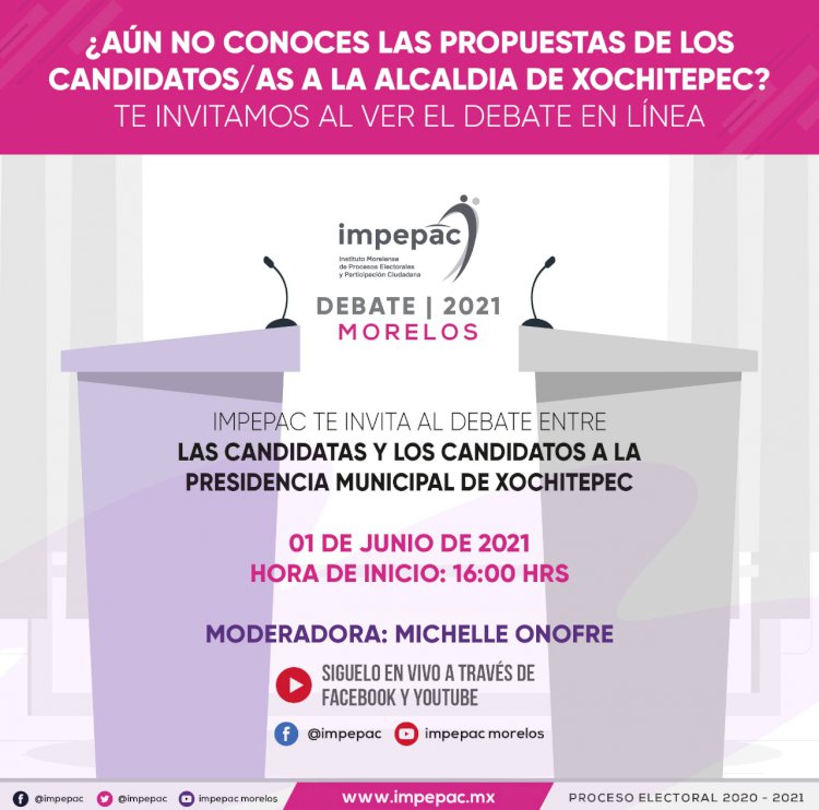 A unas horas de la veda electoral, Impepac anuncia 7 debates