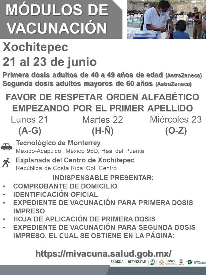 Definen logística de vacuna para los de 40-49 en Jiutepec y Xochitepec