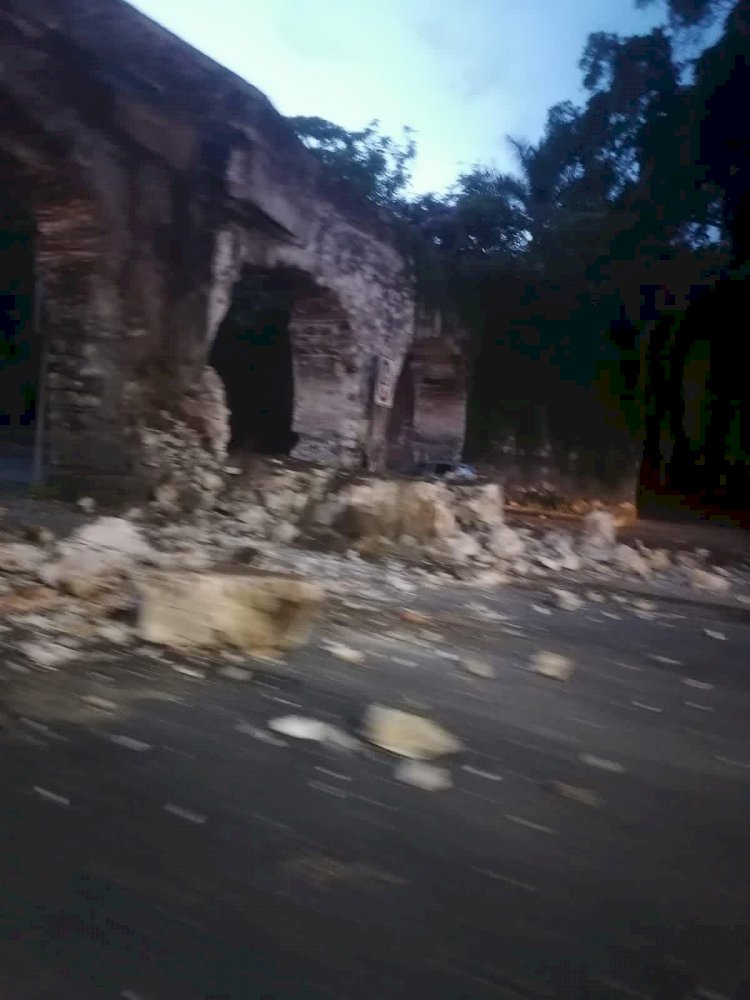 Comienza INAH valoración de daños al arco de San Carlos, en Yautepec