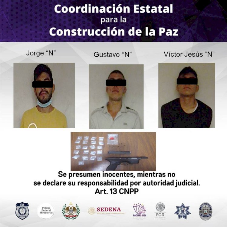 Tres chavos fueron aprehendidos  en Yautepec con presunta droga