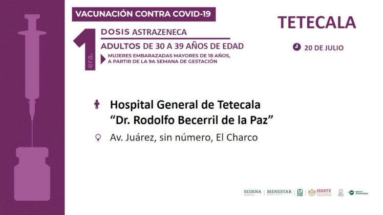 Los de 30-49 de Mazatepec, Tetecala  y Totolapan, a vacunarse este lunes