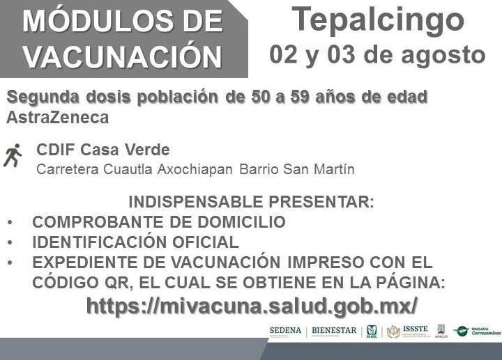 Completan esquema de vacuna Ayala, Tlaltizapán, Yautepec y Tepalcingo