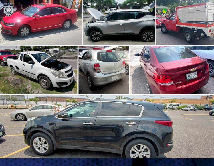 Logra FGE recuperar 7 autos robados  en municipios varios; detuvo a tres