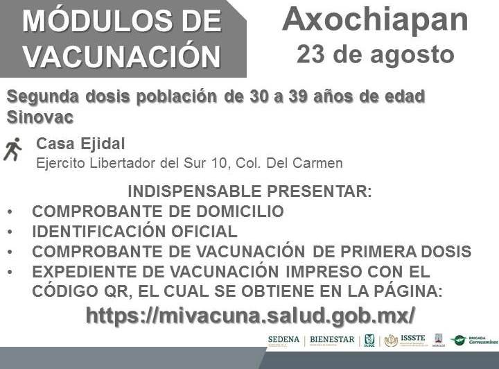 Treintañeros de Axochiapan, Tepoztlán  y Zacatepec completan su vacunación