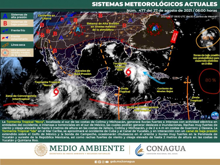 Ahora, la tormenta Nora traerá nublados y posibles lluvias a Morelos