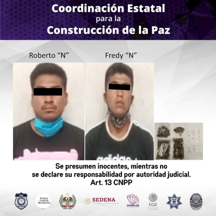 Agarraron a estos dos, señalados por venta de drogas en calles de Cuautla