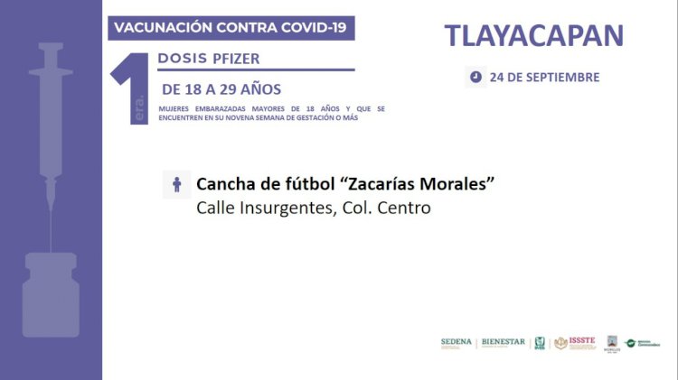 Mañana, vacuna para los de 18-29 en Tlayacapan, Tlaquiltenango, Atlatlahucan y Axochiapan