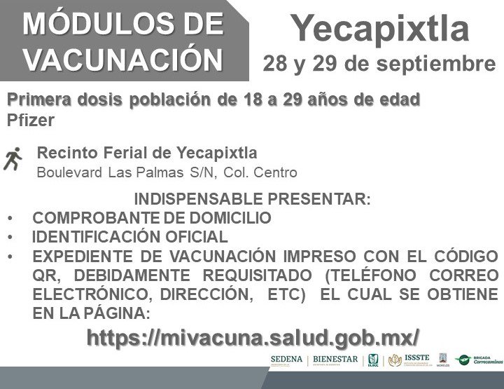 Continúa intensa vacunación en Cuernavaca y 6 municipios, para grupos varios