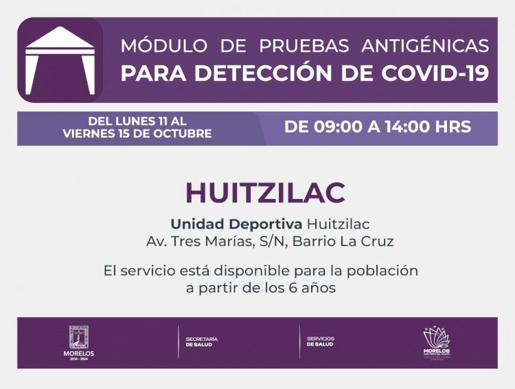 La próxima semana, pruebas de antígeno por covid en Huitzilac