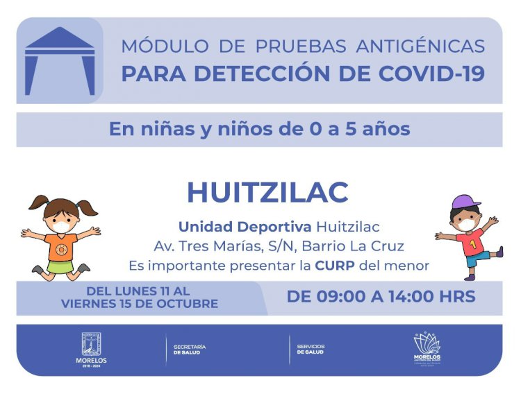 La próxima semana, pruebas de antígeno por covid en Huitzilac