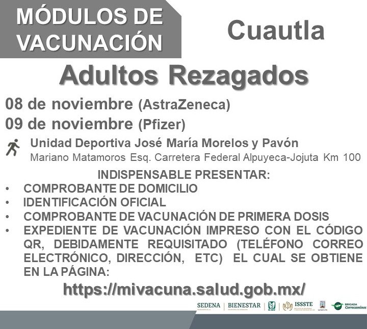 En Cuernavaca, Jojutla, Xochitepec y Cuautla, seguirá vacunación para rezagados