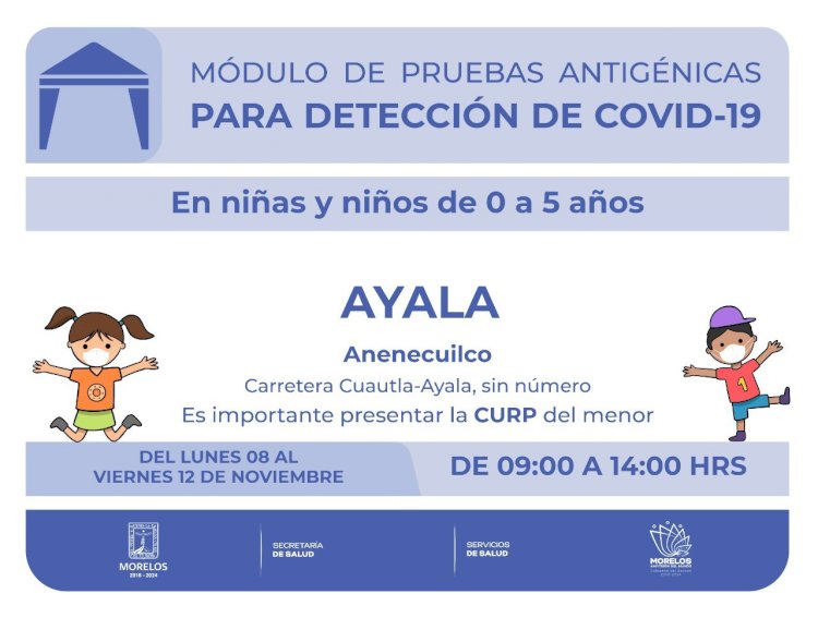Esta semana, pruebas antigénicas  para adultos y menores en Ayala