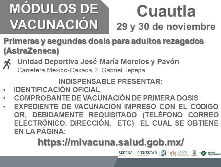 Continúa en Morelos vacunación Vs  covid-19 para personas rezagadas