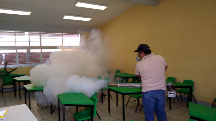 En Tetelcingo se realiza sanitización  de las escuelas primarias
