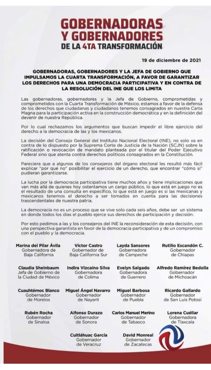 Cuauhtémoc Blanco y 17 gobernadores arremeten contra el INE