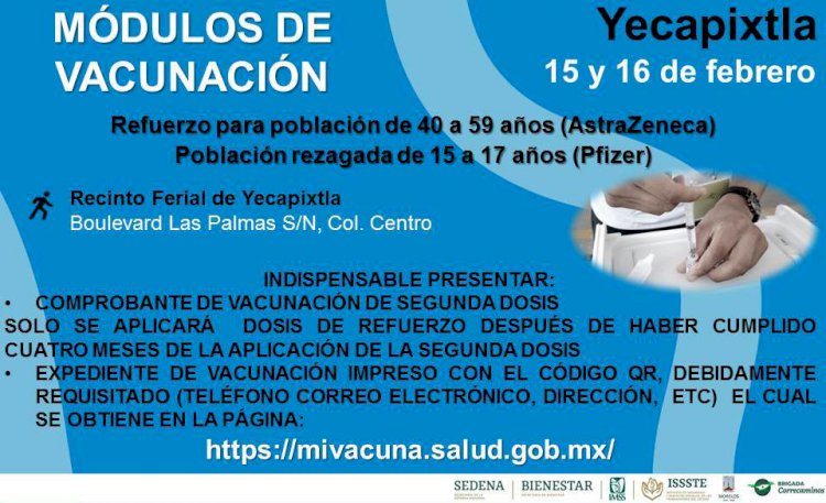 Continúa  vacunación de refuerzo contra covid-19 en 10 municipios