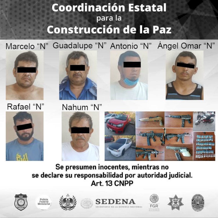 Detiene mando coordinado policía Morelos a seis hombres por delitos contra la salud y portación de arma de fuego