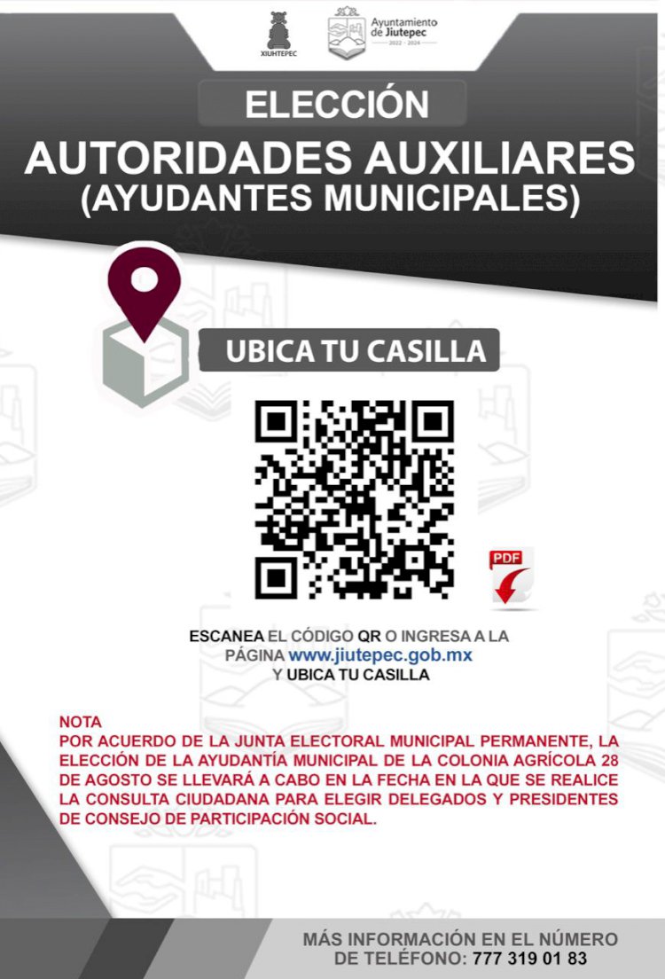 Gobierno de Jiutepec informa de sitios donde se colocarán casillas