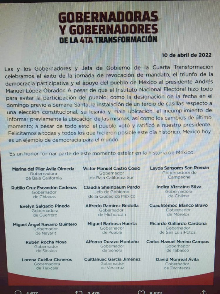 C. Blanco y mandatarios de la 4T echan en cara al INE boicot contra consulta