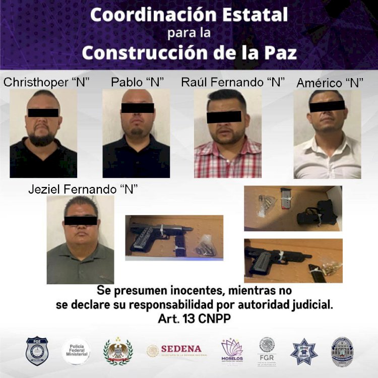 Fueron cinco los detenidos ayer en Cuernavaca con armas