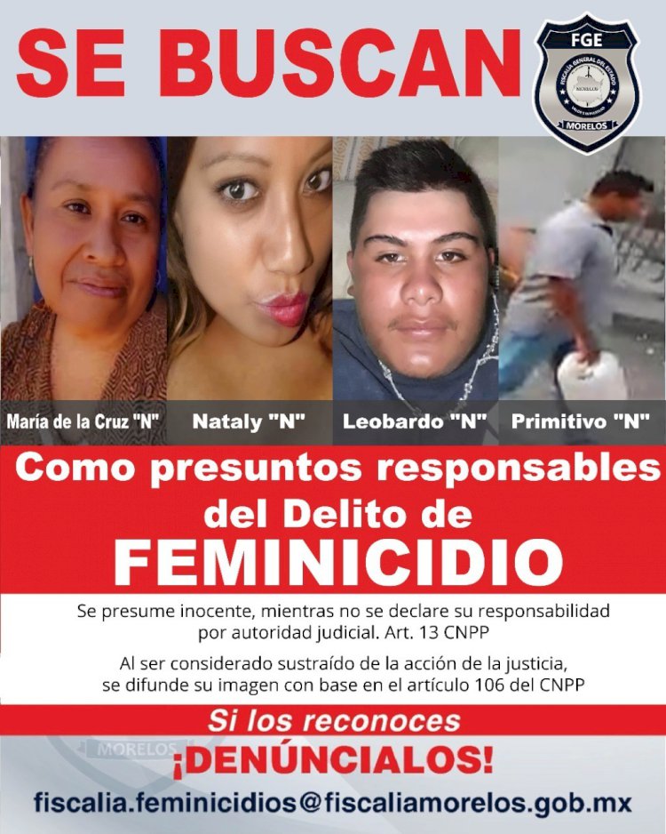María de la Cruz, Nataly, Leobardo y Primitivo, presuntos feminicidas de Margarita