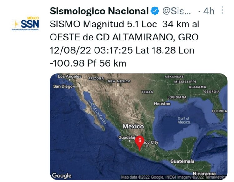Saldo blanco en Morelos por sismo de esta madrugada
