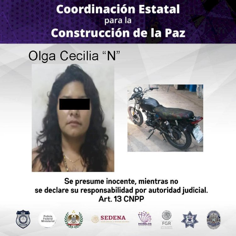 Atraparon en Jiutepec a una  mujer con una moto hurtada