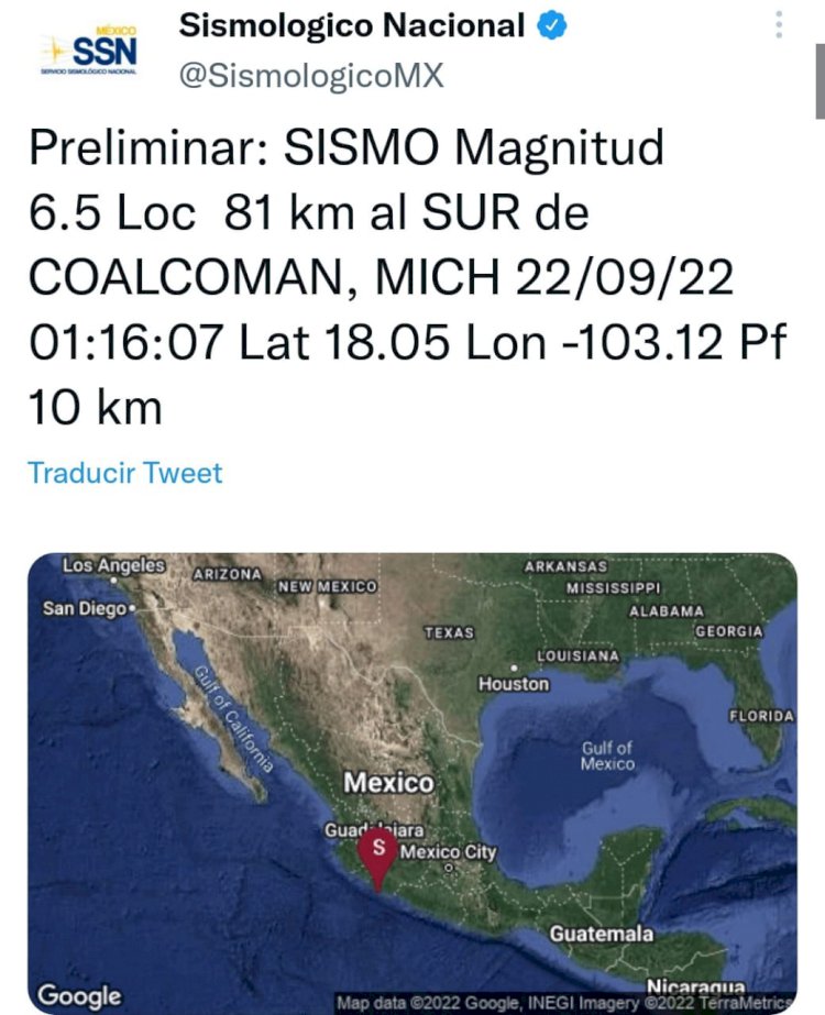 Nuevo sismo en Michoacán, percibido en Morelos también