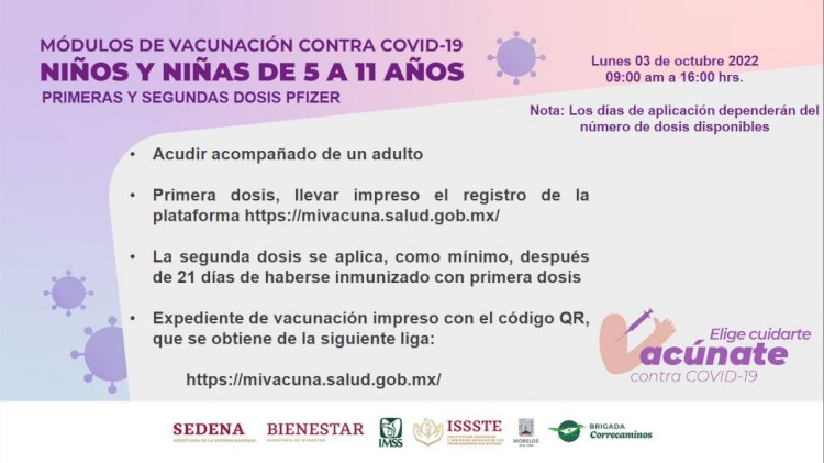 Continúan vacunación anticovid a menores de 5 a 11